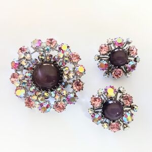 Austrian Crystal Brooch Earrings Set